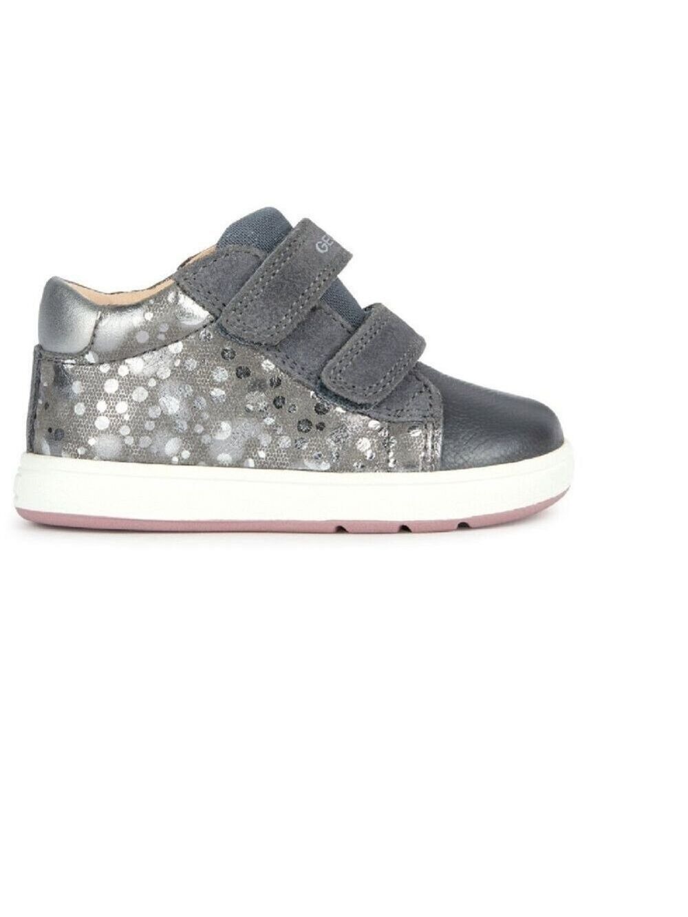 Geox Baby Toddler Girl Biglia Shoes, Dark Grey Silver, US 6.5, EU 22